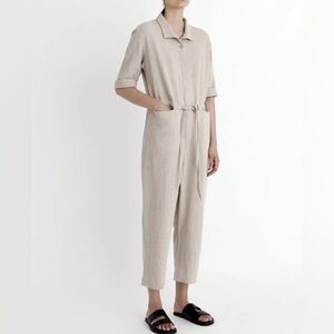 7115 by Szeki Everyday Beige Linen Jumpsuit
